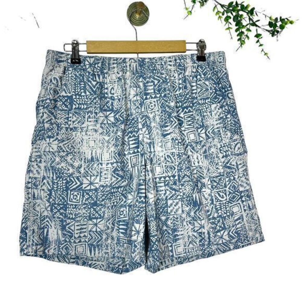 Columbia PFG Men’s Swim Trunks Short retro vintage Hawaiian print blue medium